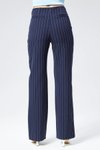 Lacivert Çizgili Bol Paça Kumaş Pantolon