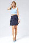 Mini Striped Pleated Skirt - Navy Blue