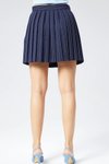 Lacivert Çizgili Mini Pliseli Etek