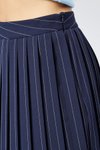 Lacivert Çizgili Mini Pliseli Etek