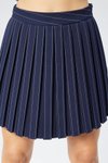 Lacivert Çizgili Mini Pliseli Etek
