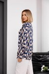 Lacivert Dijital Baskı Desenli Saten Gömlek