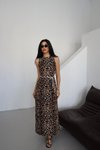 Leopar Uzun Bağcıklı Elbise
