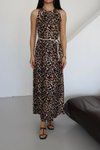 Leopar Uzun Bağcıklı Elbise