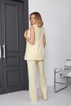 Sarı İkili Yelekli Elbise Takımı