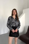 Digital Print Satin Shirt - Black