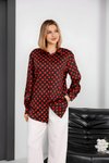Digital Print Satin Shirt - Black Red