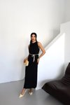 Siyah Uzun Bağcıklı Elbise