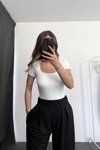 Beyaz Basic Kare Yaka Bodysuit