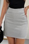 Beyaz Puantiye Desenli Mini İçi Şortlu Etek