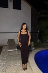 Bordo Uzun Pencere Detaylı Aksesuarlı Abiye Elbise
