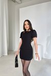Siyah Mini Balon Kol Cep Detaylı Elbise