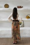Yeşil Etnik Desenli Uzun Kemerli Etek