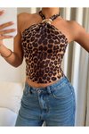 Leopar Esnek Tokalı Büstiyer