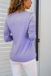 Mor Lila Basic Kare Yaka Uzun Kollu Bluz