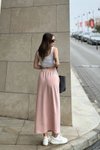 Pembe Uzun Spor Rahat Beli Lastikli Pudra Cepli Etek