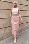 Pembe Uzun Spor Rahat Beli Lastikli Pudra Cepli Etek