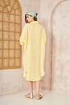 Sarı Oversize Uzun Kollu Yarasa Kol Cepli Müslin Gömlek Elbise