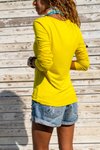 Sarı Uzun Kollu Kare Yaka Basic Bluz
