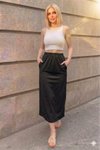 Siyah Uzun Rahat Spor Cepli Beli Lastikli Etek