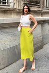 Yeşil Uzun Spor Beli Lastikli Cepli Etek