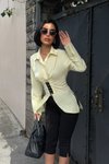 Sarı Sırt Bağlama Detaylı Tasarım Gömlek