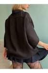 Siyah Oversize Tensel Gömlek