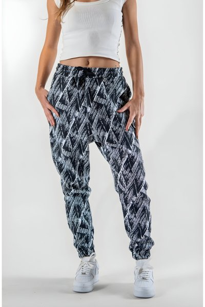 بنطلون جوغر رمادي جاكار بحواف مطاطية