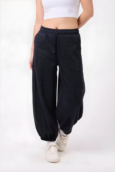 بنطلون باغي رمادي بنمط الشارع بأساور مطاطية