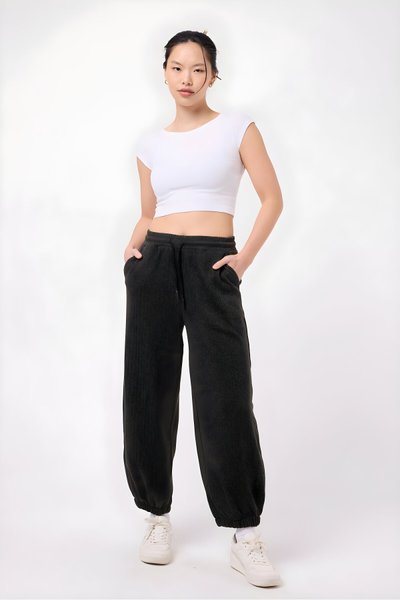 Baggy Street Style Elastic Cuff Pants - Khaki