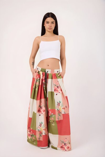 بنطلون باجي واسع أحمر