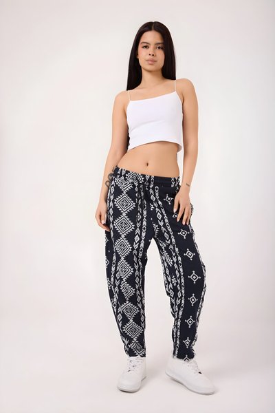 بنطلون شروال رياضي كحلي مخطط