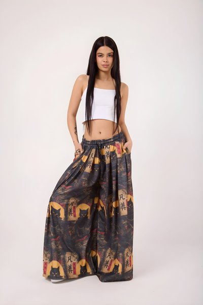 بنطلون واسع باجي ستايل الشارع أصفر