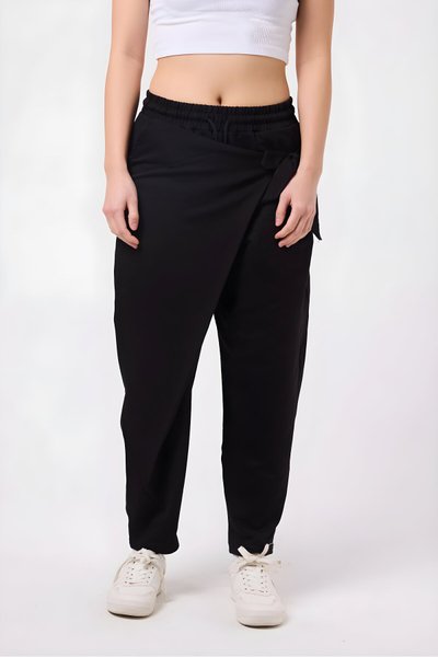 بنطلون فضفاض ستايل الشارع أسود بحزام