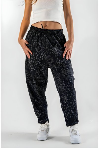 Patterned Jacquard Front Pocket Pants - Black
