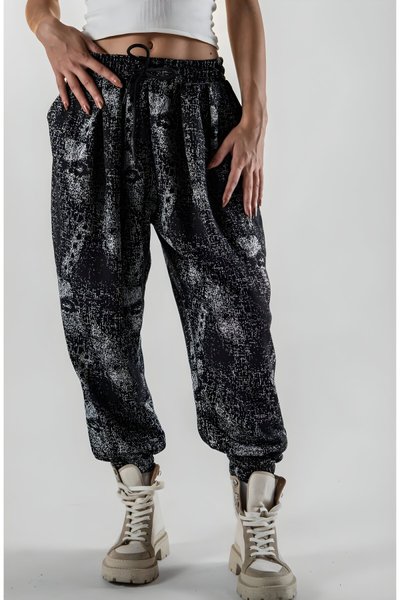 بنطلون شروال أسود جاكار بكسرات