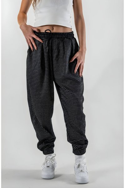 بنطلون شروال أسود جاكار بكسرات