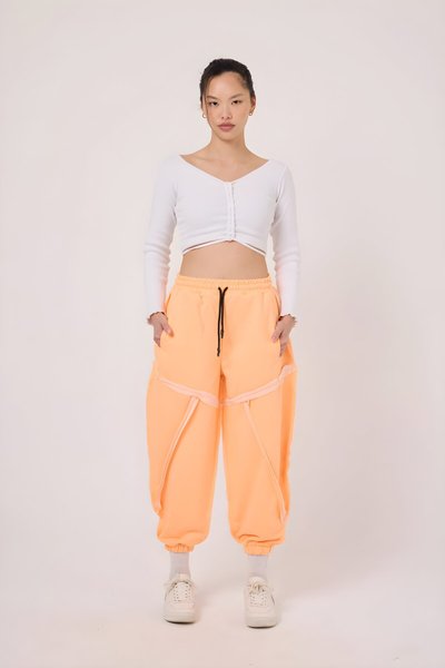 Sporty Harem Printed Pants - Orange
