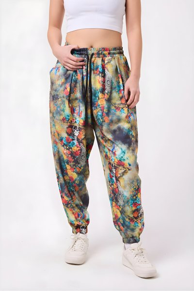 Sporty Shalwar Printed Seersucker Pants - Green
