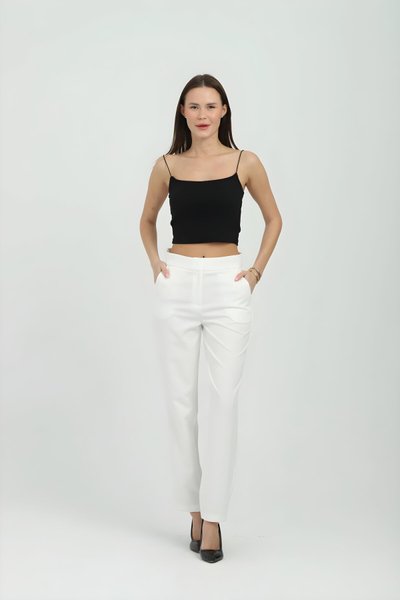 High Waisted Pants - White