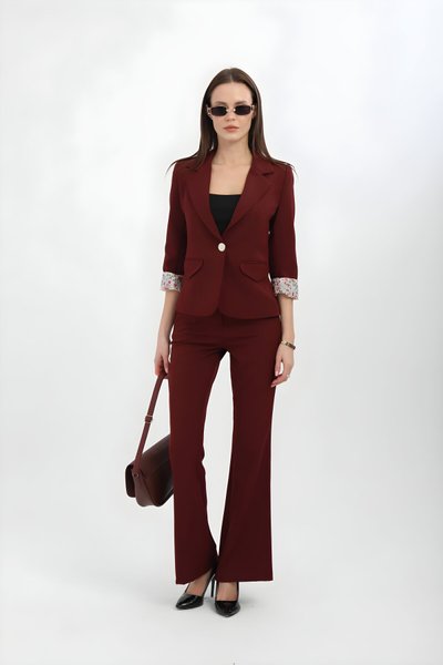 Flared Leg Two-Piece Set - Burgundy
