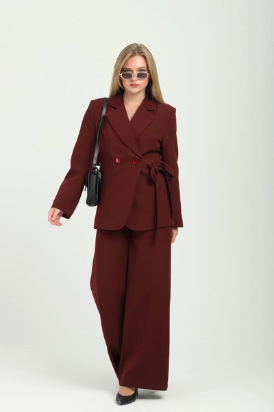 طقم بوردي صفين أزرار برباط جانبي