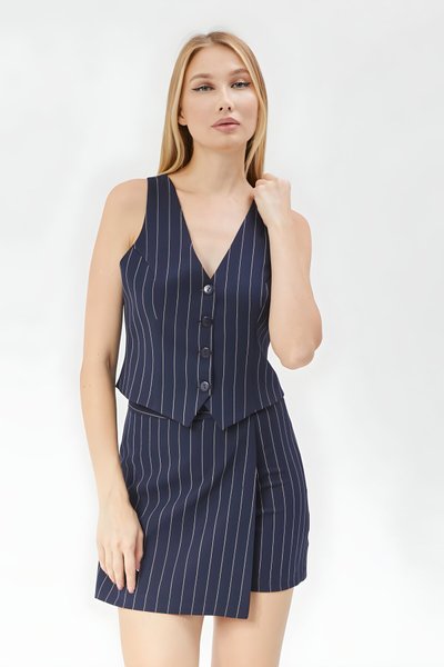 Mini Striped Skort - Navy