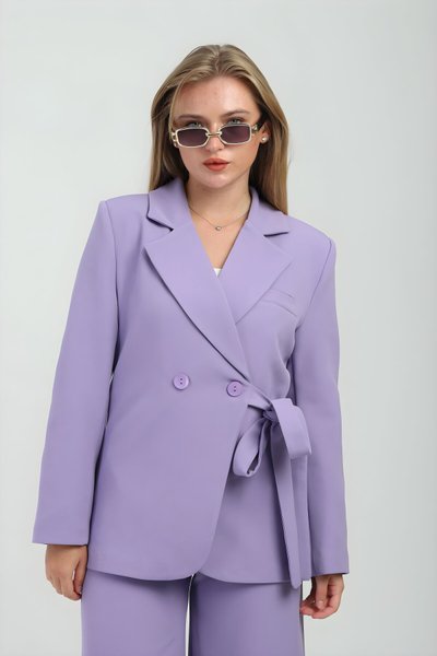 سترة فضفاضة ليلكي كروزيه بأزرار ورباط