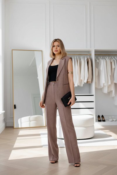 طقم فستان وفيست لون فيزون