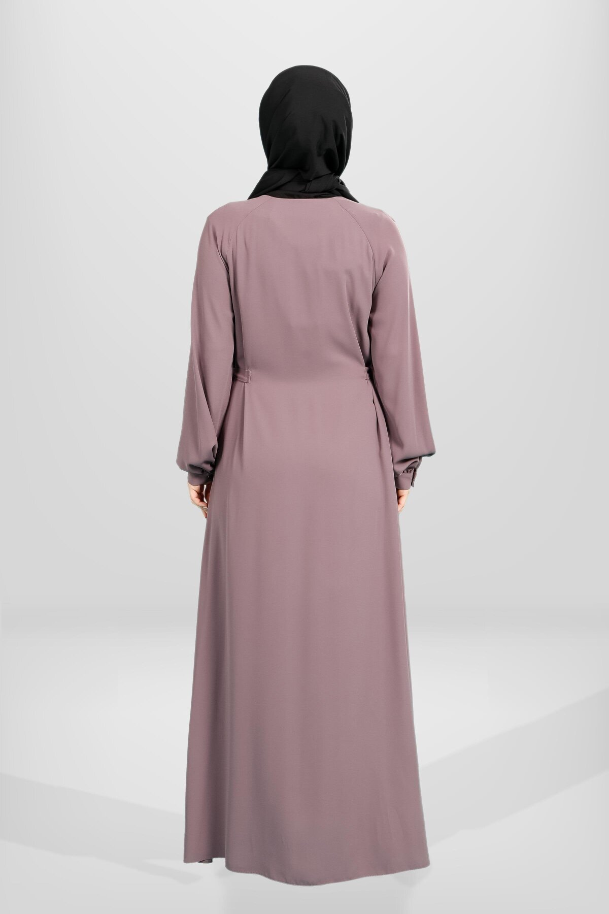 Side-Tie Zippered Abaya - Dried Rose - Beyza