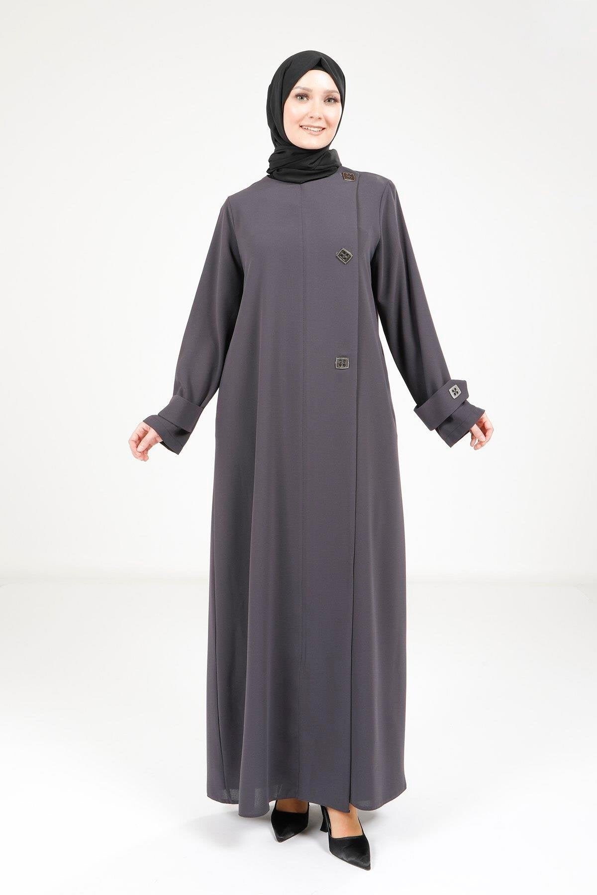 Button-Detail Ferace - Dark Grey - Beyza
