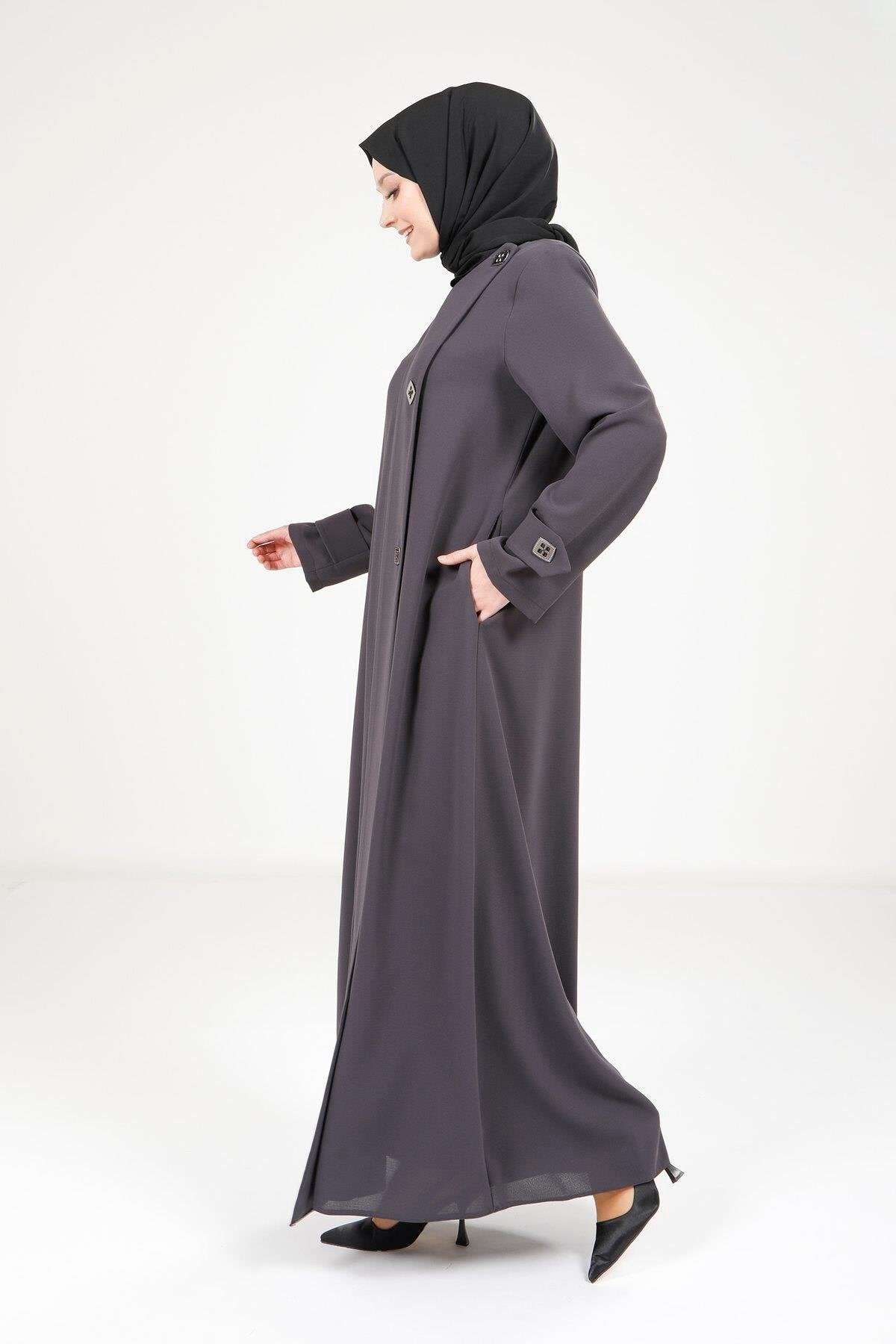 Button-Detail Ferace - Dark Grey - Beyza