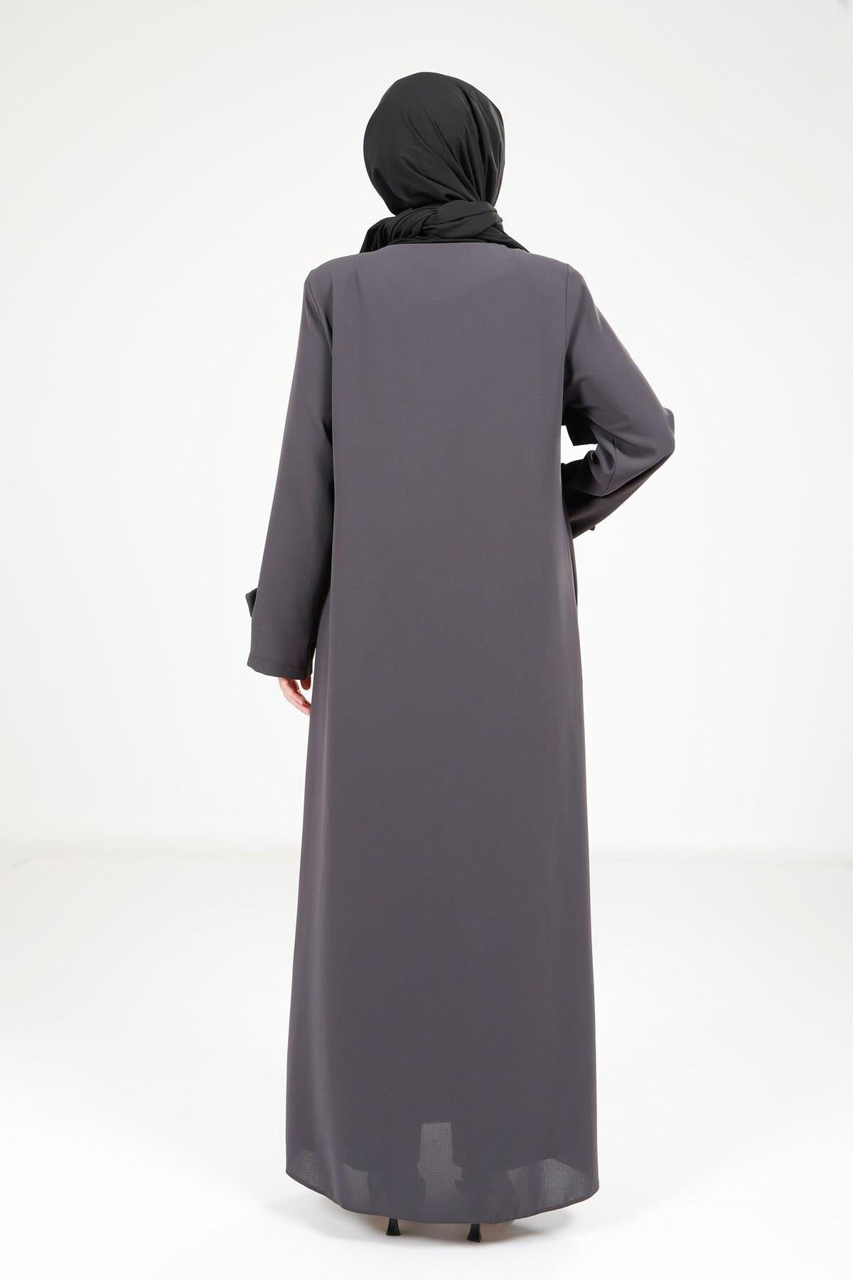Button-Detail Ferace - Dark Grey - Beyza