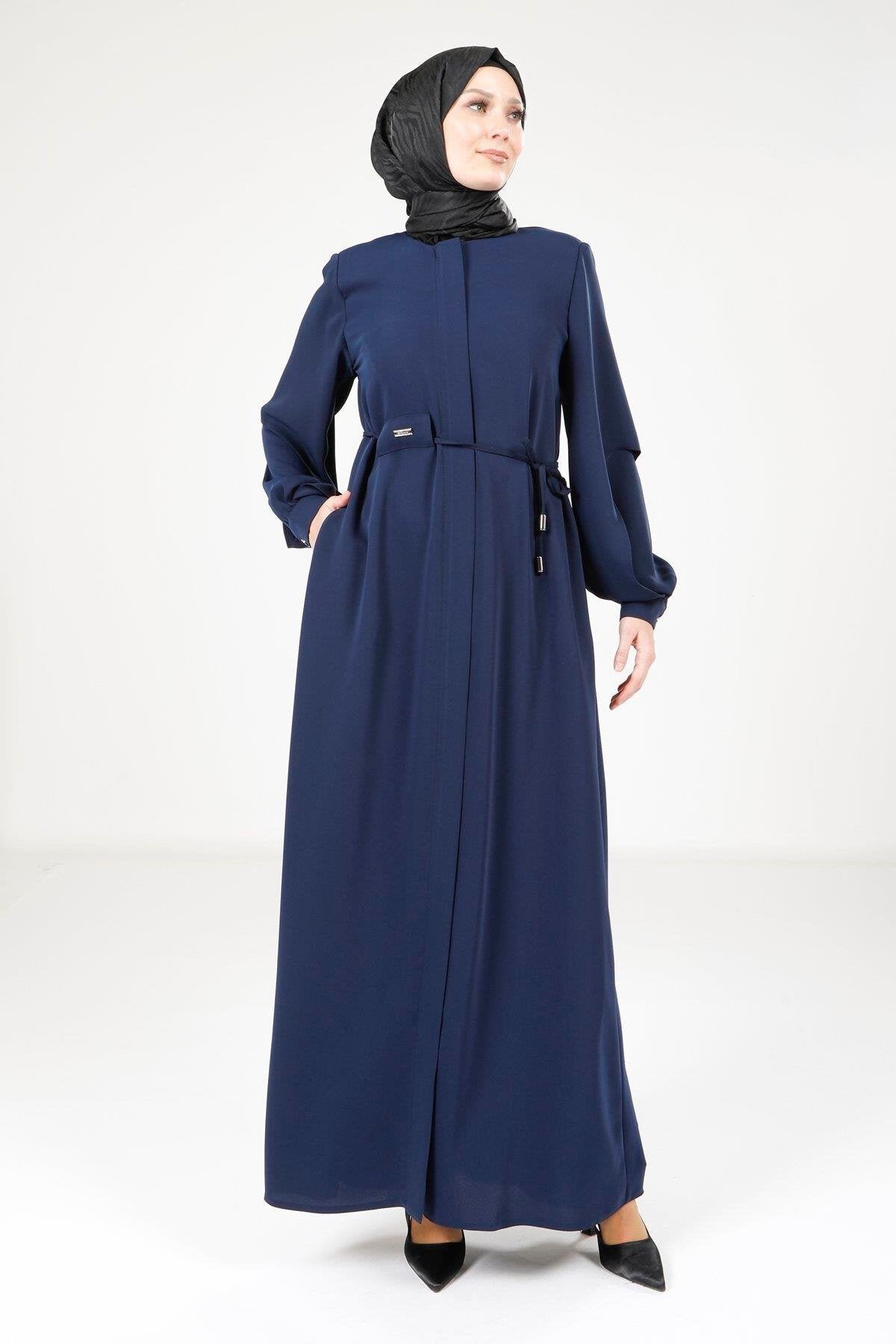 Double Sleeve Abaya - Navy Blue - Beyza